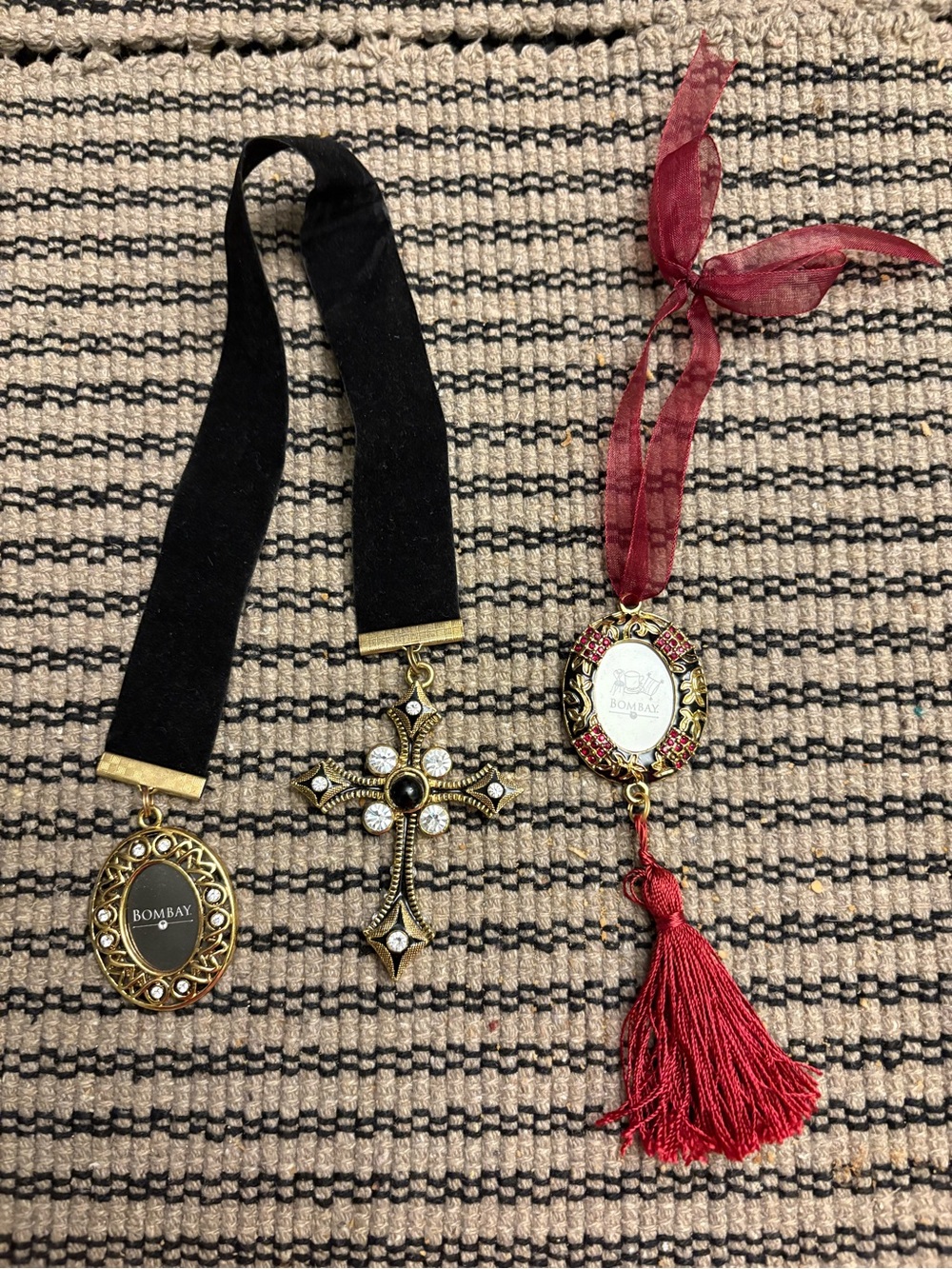 Bombay Black Velvet Cross and Red Tassel Pendant book marks